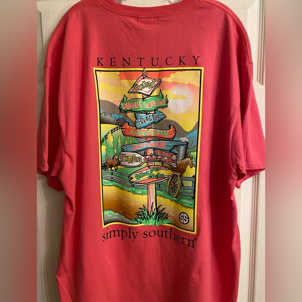 Simply Southern Women’s Short Sleeve T Shirt. Size XL color coral pink